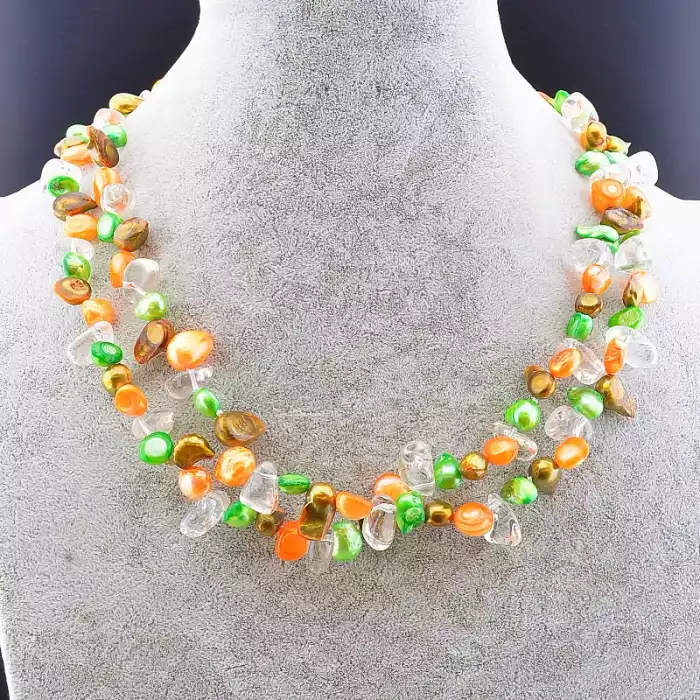 🏷️️ Намисто Гірський кришталь, Перли 100 см ss_80126