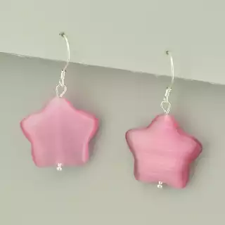 Сережки зірочки петля Котяче око (срібло 925 проба)