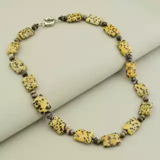 Намисто Яшма (48 см, карабін, коричневий, блакитний)