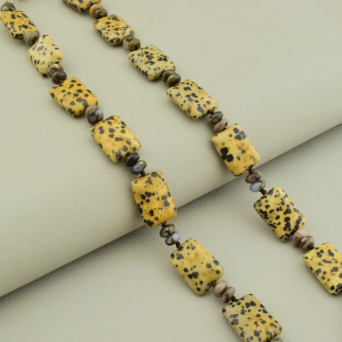 🏷️️ Намисто Яшма (48 см, карабін, коричневий, блакитний) ss_104916