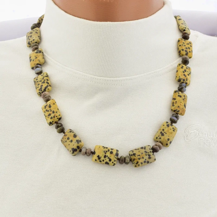 🏷️️ Намисто Яшма (48 см, карабін, коричневий, блакитний) ss_104916