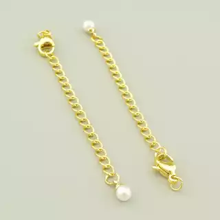 Замочок майорка (10х5 мм, позолота 14k, білий, жовтий, карабін з ланцюжком)