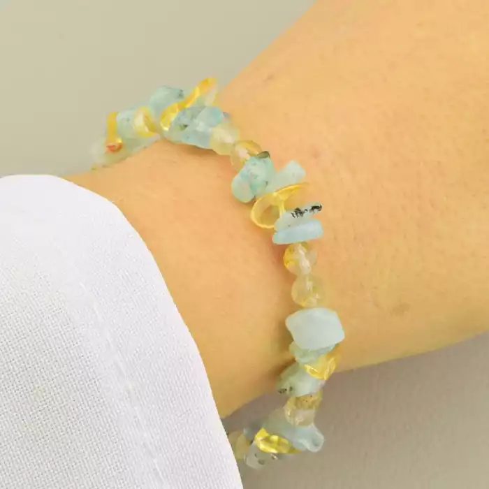 🏷️️ Браслет на карабіні Волосатик, Аквамарин 16,5 см срібло (925) ss_105734