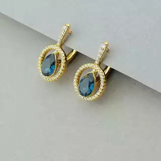 Сережки на англійській застібці Xuping Swarovski (позолота 18к)