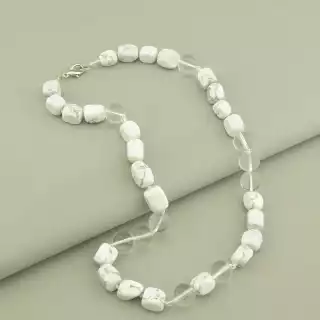 Намисто Гірський кришталь, Кахолонг 51 см.