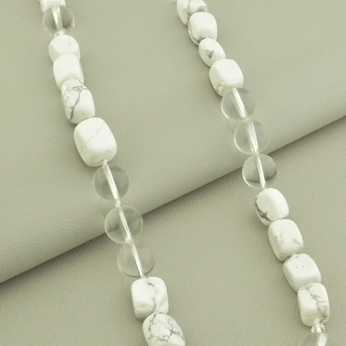 🏷️️ Намисто Гірський кришталь, Кахолонг 51 см. ss_99134