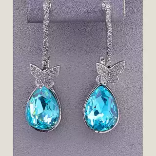 Сережки пусети Juleeze Фіаніт (родій)