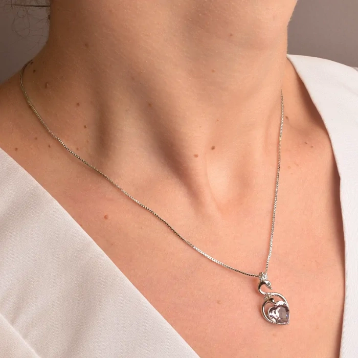 🏷️️ Підвіска лебідь Xuping Swarovski 40 см (родій) ss_74627