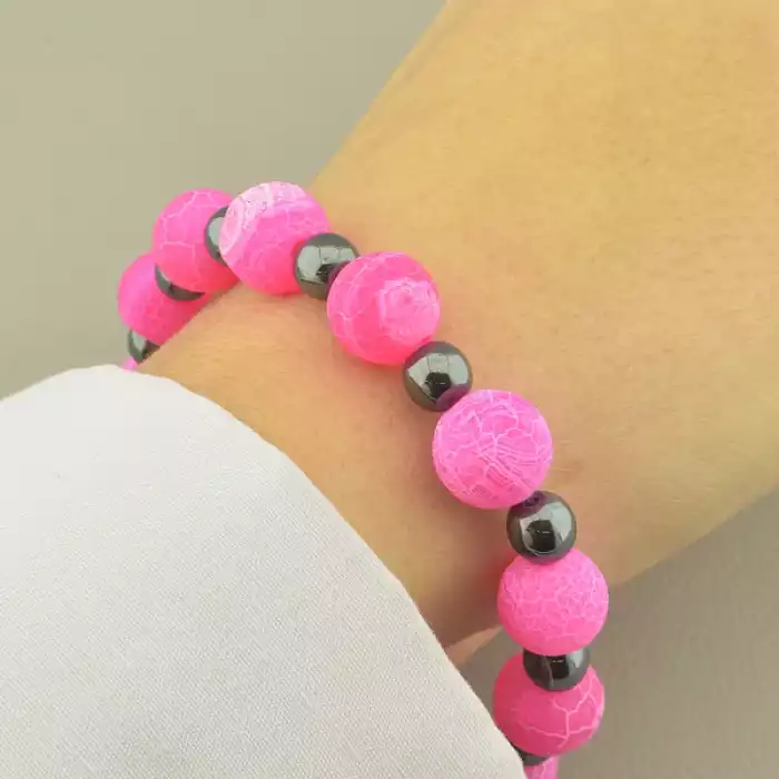 🏷️️ Браслет резинка Агат, Гематит 19 см. ss_101419