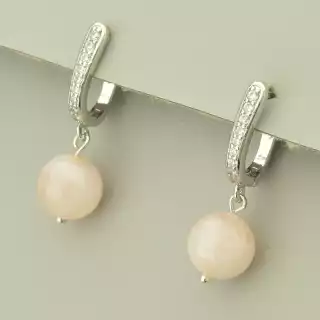 Сережки з англійським замком Морганіт (родій)