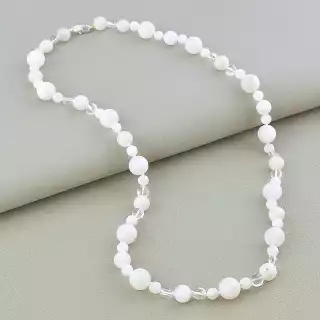 Намисто Місячний камінь, Гірський кришталь 54 см.