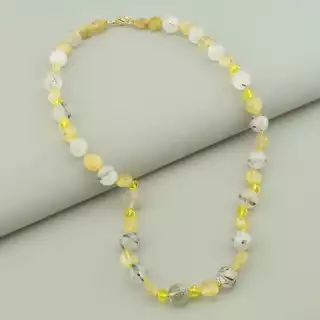 Намисто Волосатик, Цитрін, Чеський кришталь 50 см.