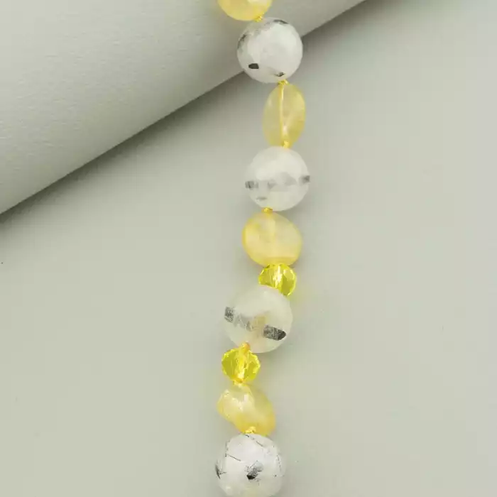 🏷️️ Намисто Волосатик, Цитрін, Чеський кришталь 50 см. ss_94525