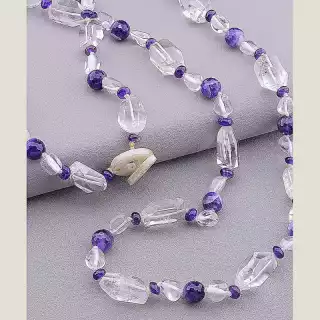 Намисто Гірський кришталь, Аметист 100 см
