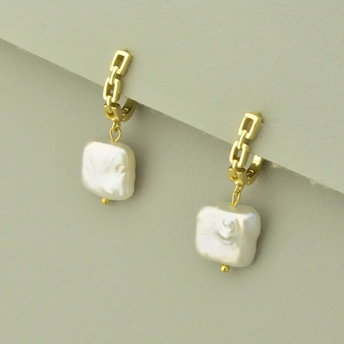 🏷️️ Сережки з англійським замком Перли (позолота 18к лимонна) ss_102119