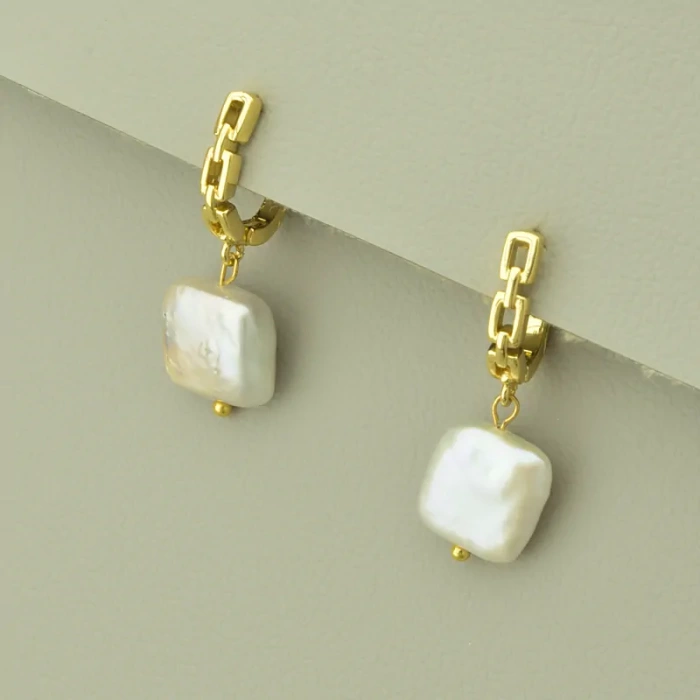 🏷️️ Сережки з англійським замком Перли (позолота 18к лимонна) ss_102119