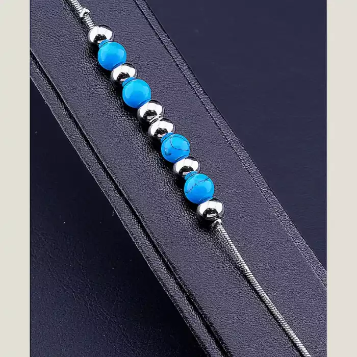 🏷️️ Браслет з карабіном Stainless Steel Бірюза 18 см ss_67098