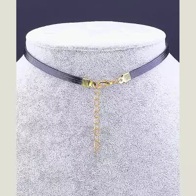 🏷️️ Чокер іменна літера Е FJ екошкіра 33 см (застібка карабін) F-69131