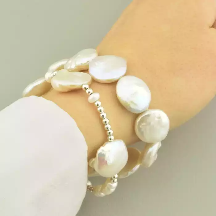 🏷️️ Браслет петля з перлами (срібло 925, 20 см) ss_104617