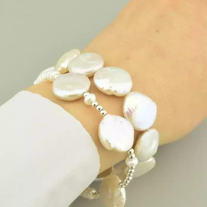 🏷️️ Браслет петля з перлами (срібло 925, 20 см) ss_104617