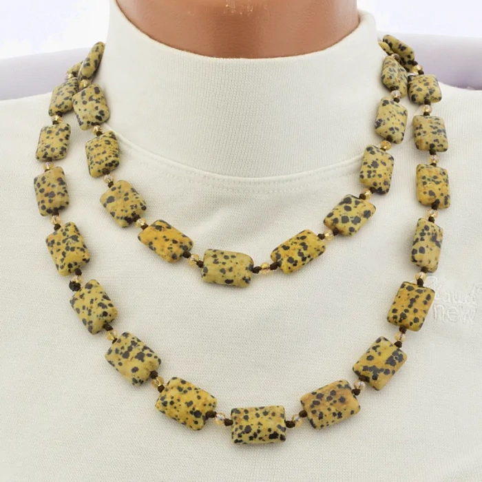 🏷️️ Намисто Яшма Чеський кришталь (98 см, без замку, коричневий, помаранчевий) ss_104917