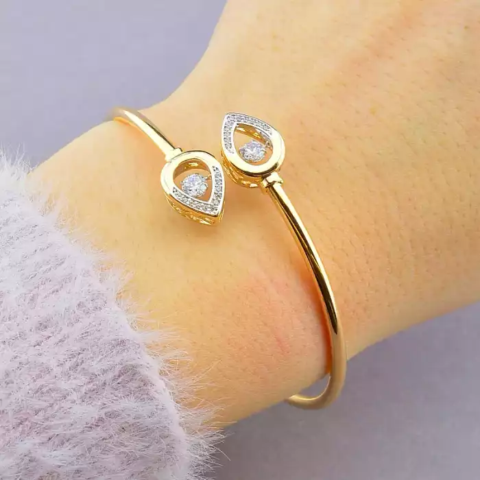 🏷️️ Браслет без застібки Xuping Фіаніт 17 см. (позолота-родій) ss_90464