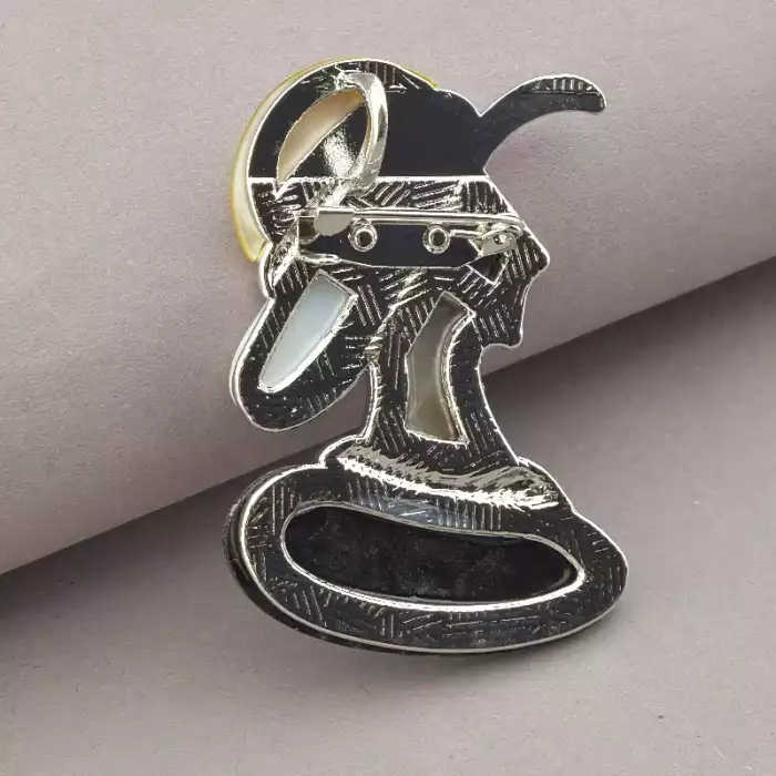 🏷️️ Брошка-кулон кулон жінка в капелюсі Перламутр 55x37 мм ss_70210