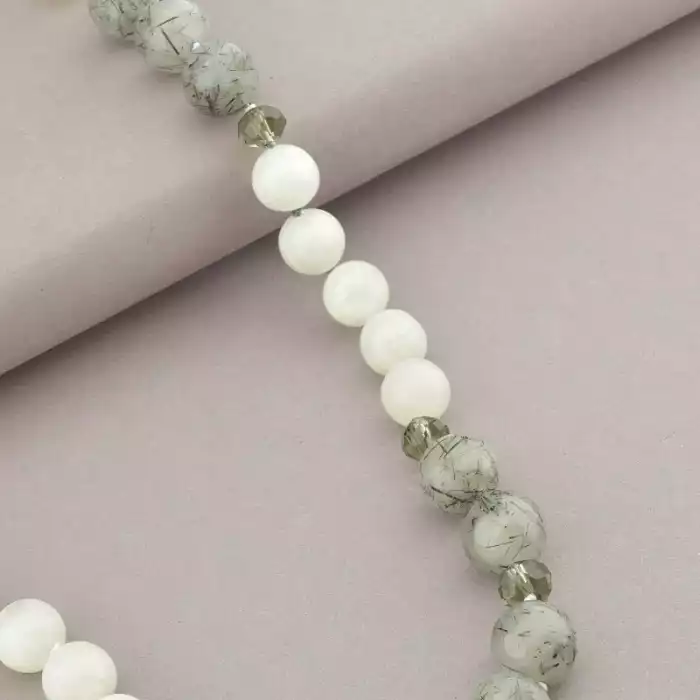 🏷️️ Намисто Волосатик, Місячний камінь, Чеський кришталь 52 см. (срібло 925 проба) ss_91153