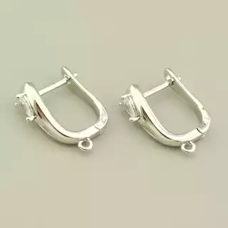 Швензи Пара Фіаніт 17х5мм. (родій) англійська застібка