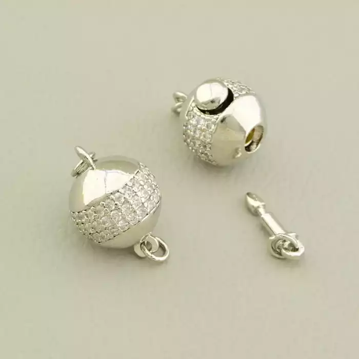 🏷️️ Застібка кнопка Фіаніт 10.5х10.5мм. (родій) F-106344