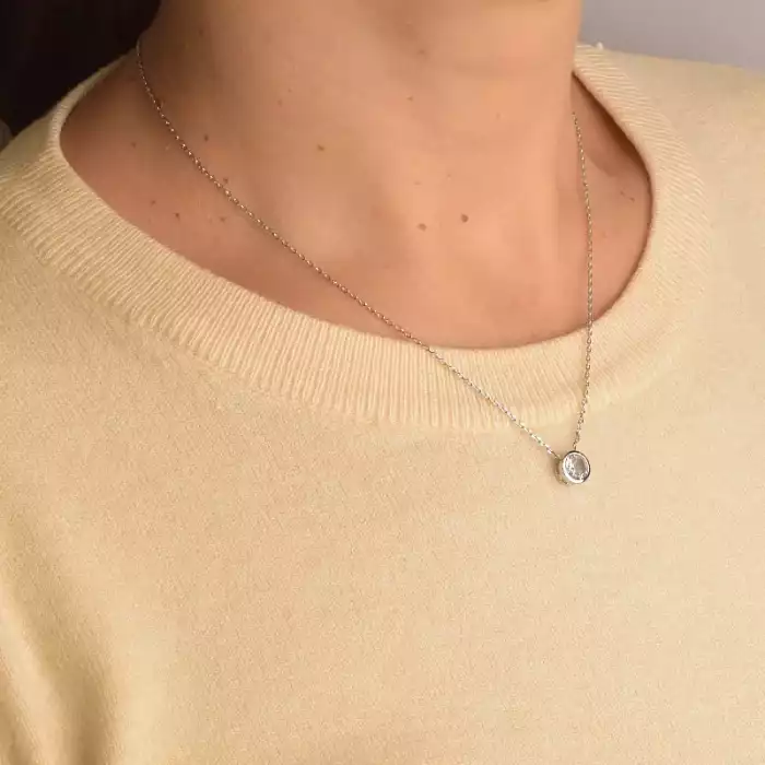 🏷️️ Підвіска+Сережки Saiya Фіаніт 41 см. (родій) ss_100072