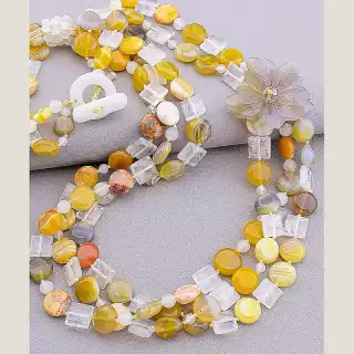 Намисто Яшма, Гірський кришталь, Агат 70 см