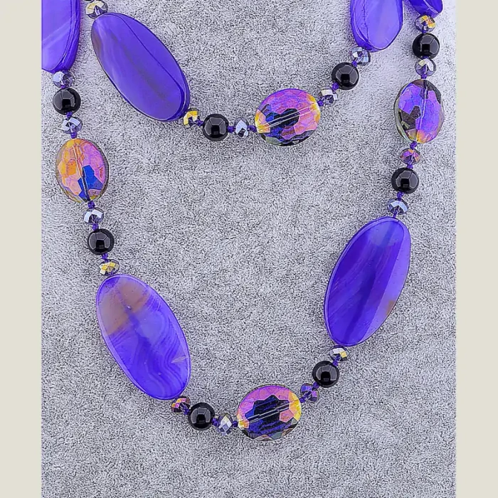 🏷️️ Намисто Агат, Чеський кришталь 95 см ss_75555