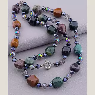 Намисто Яшма, Чеський кришталь 90 см