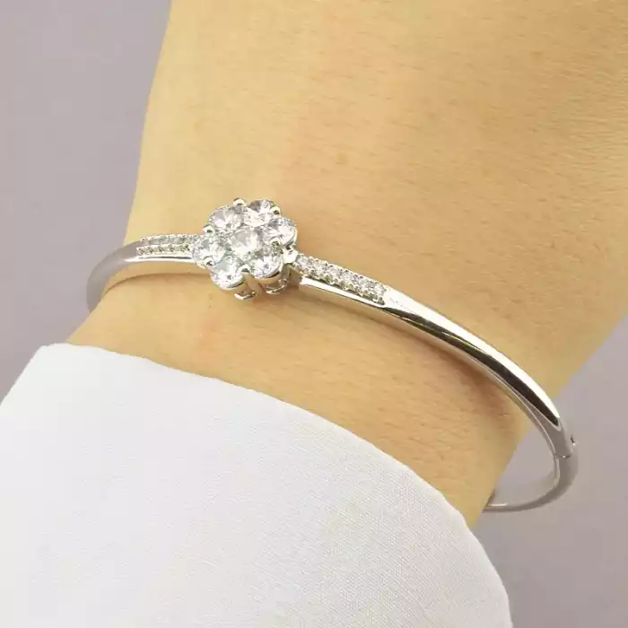 🏷️️ Браслет шарнірний Xuping Фіаніт 18 см (родій) ss_76220