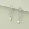 🏷️️ Сережки пусети довгі Xuping Перли (родій) F-101220