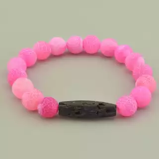 Браслет резинка Агат, Лава 18 см.