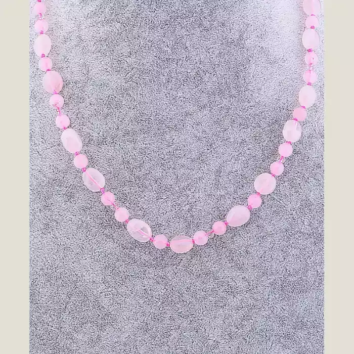 🏷️️ Намисто Рожевий кварц, Гірський кришталь 50 см ss_77843