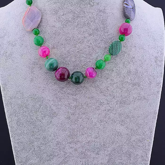 🏷️️ Намисто Агат, Малахіт 80 см ss_78453