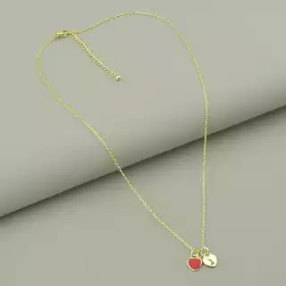 Підвіска серце Saiya емаль 40 см (позолота 18к лимонна)