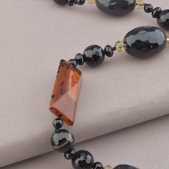 🏷️️ Намисто Агат, Сердолік, Чеський кришталь 83 см. ss_97027