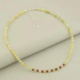 Підвіска Волосатик, Гранат 43 см срібло (925)