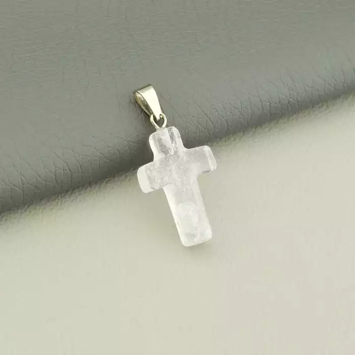 🏷️️ Хрестик Гірський кришталь 25x14мм. F-106141