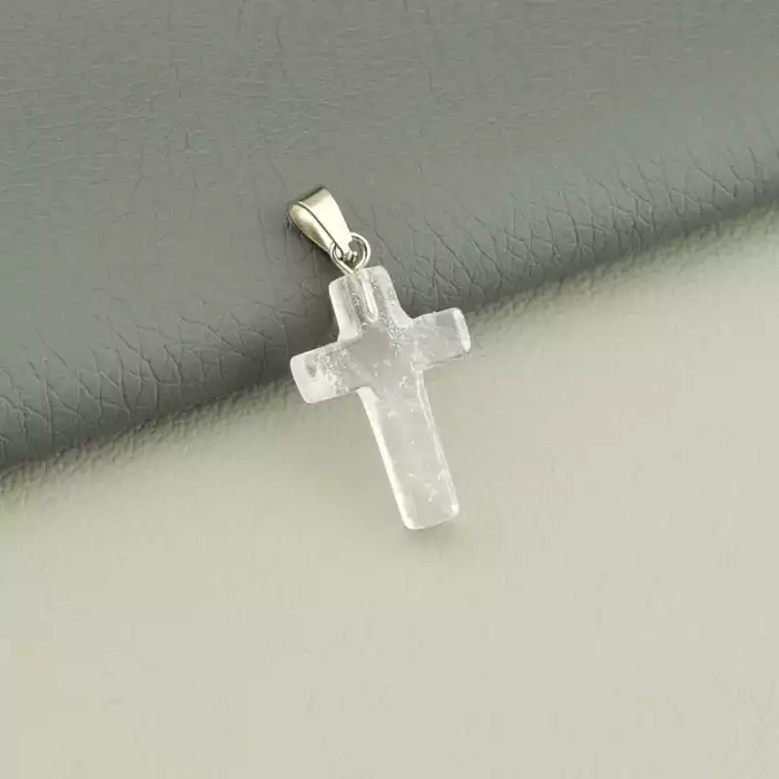 🏷️️ Хрестик Гірський кришталь 25x14мм. F-106141