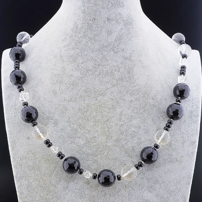 🏷️️ Намисто Агат, Гірський кришталь 65 см ss_81779