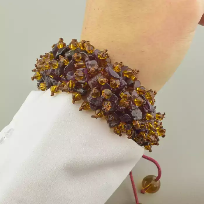 🏷️️ Намисто + Сережки Гранат, Чеський кришталь 43 см ss_61566