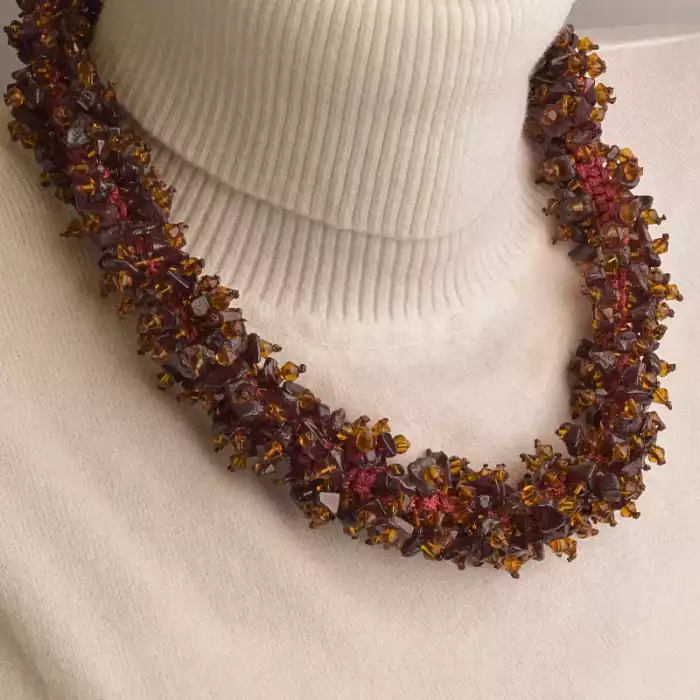 🏷️️ Намисто + Сережки Гранат, Чеський кришталь 43 см ss_61566