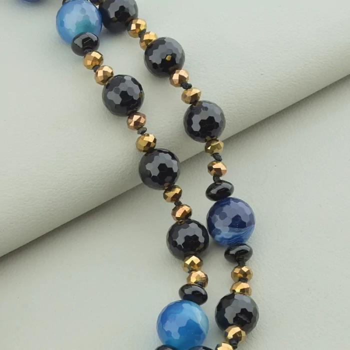 🏷️️ Намисто Агат, Чеський кришталь 120 см ss_72613