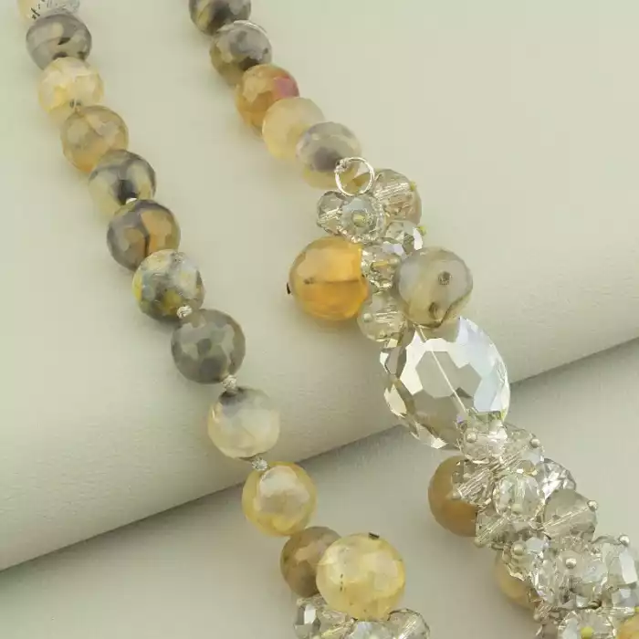 🏷️️ Намисто Агат, Чеський кришталь 50 см. ss_100807