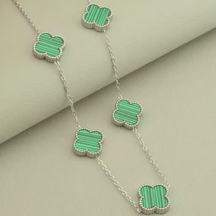 🏷️️ Підвіска Stainless Steel Ван Кліф Емаль 40 см (родій) ss_101118